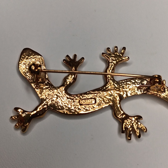 Vintage Roma signed rhinestone crawling lizard brooch pin - Picture 3 of 4